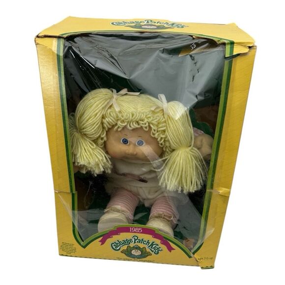 Vintage 1985 Cabbage Patch Kids Doll Adeline Lana Blonde Hair Blue Eyes w/Diaper - Picture 2 of 10